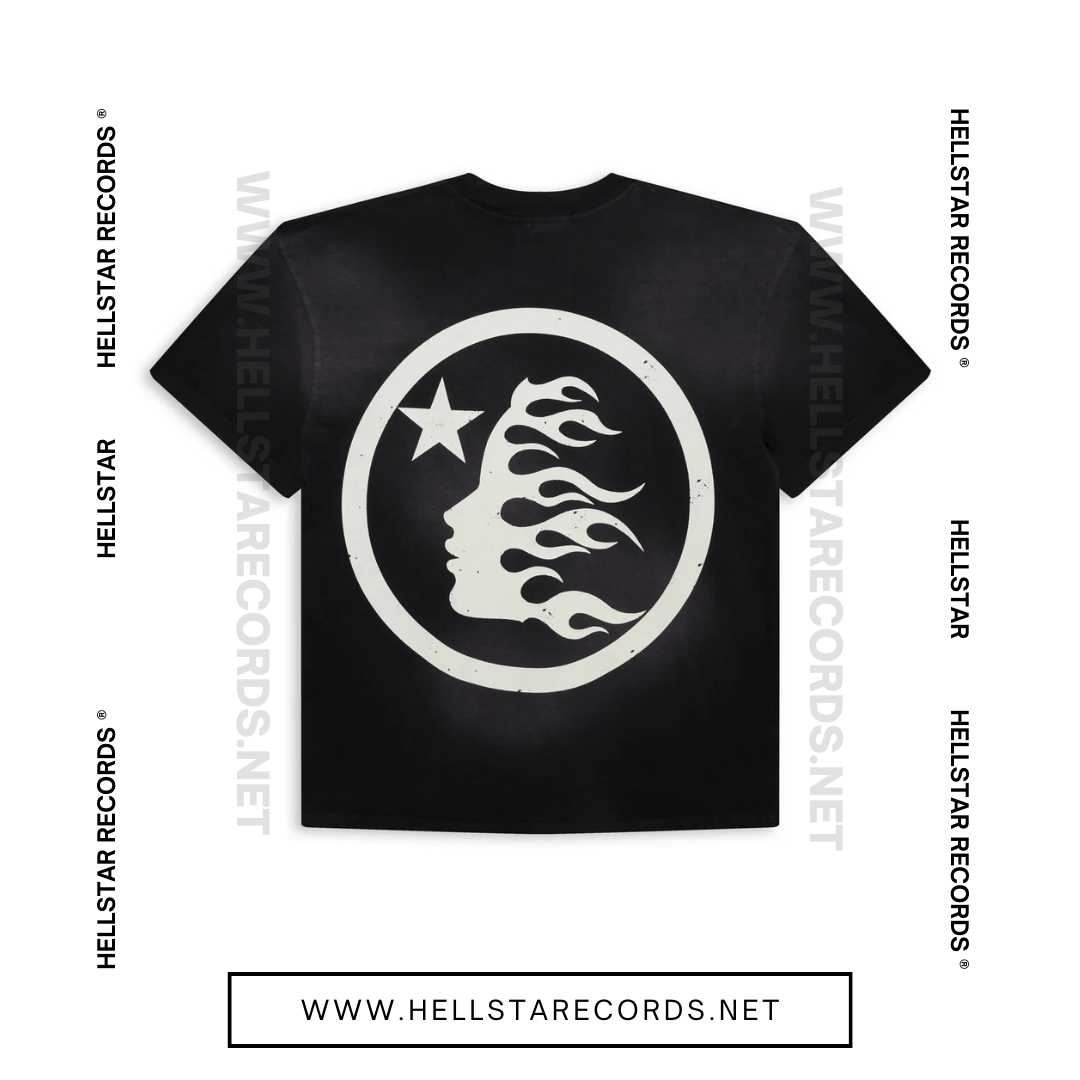 Hellstar Classic T-Shirt - Black with White Gel Print Designs(Back)