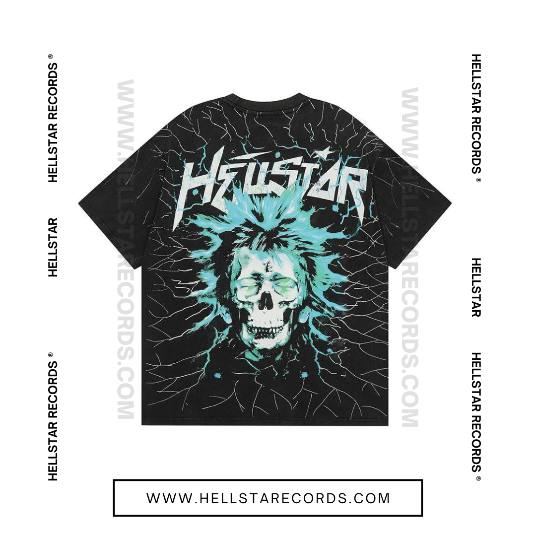 Back view of Hellstar Electric Kid T-shirt in Black featuring a neon electrified kid graphic
