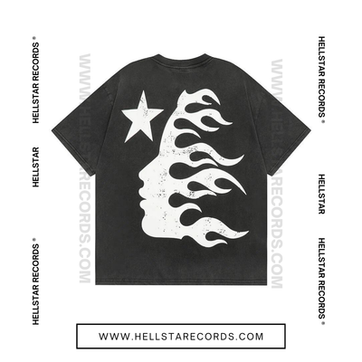 Back view of the Hellstar Evil Smile Tee featuring a distressed smiley graphic and Hellstar Records logo.