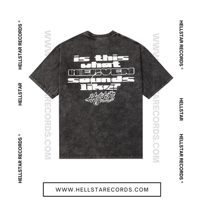 Back view of Hellstar Rage Tee featuring bold face graphic and "Heaven Sounds Like" text.