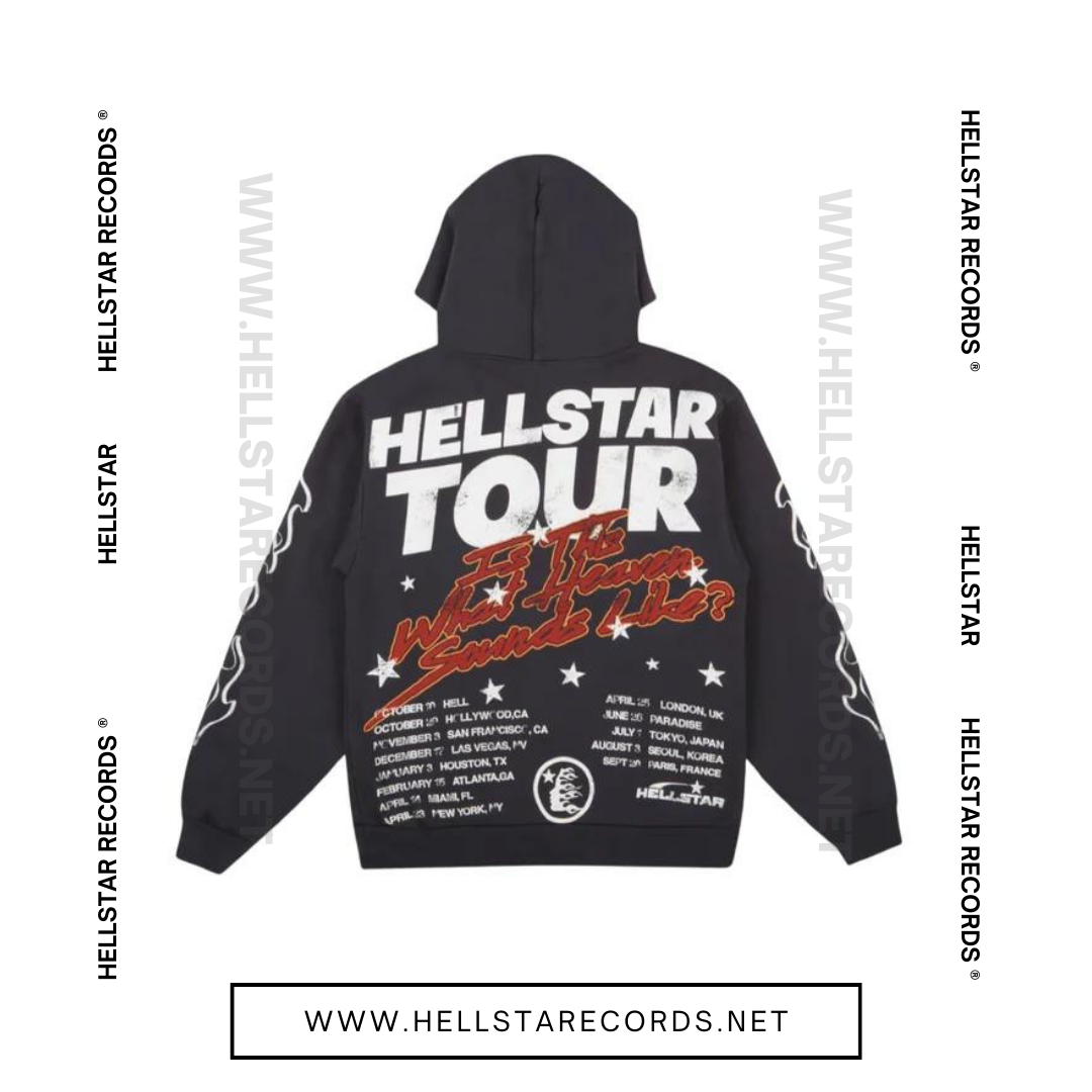 Back view of Hellstar Tour Hoodie in Black with tour graphic on the back and Hellstar Records logo on the front.