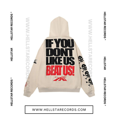 Back view Hellstar Sports Beat Us! Hoodie by Hellstar Studios Cream