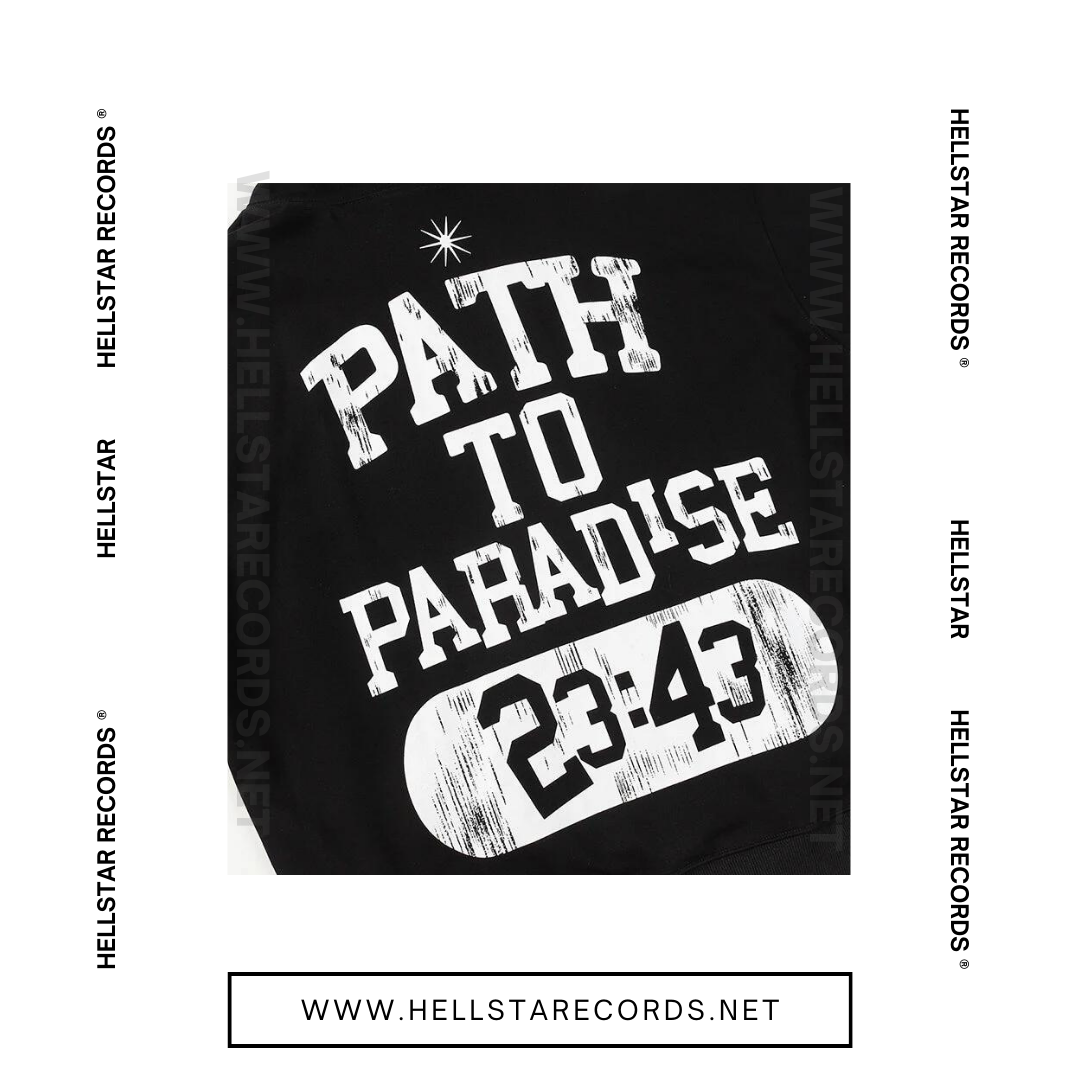 Close view of Hellstar Path to Paradise Hoodie in Mint Green with bold back design, Hellstar Path to Paradise Hoodie in Black with bold back design