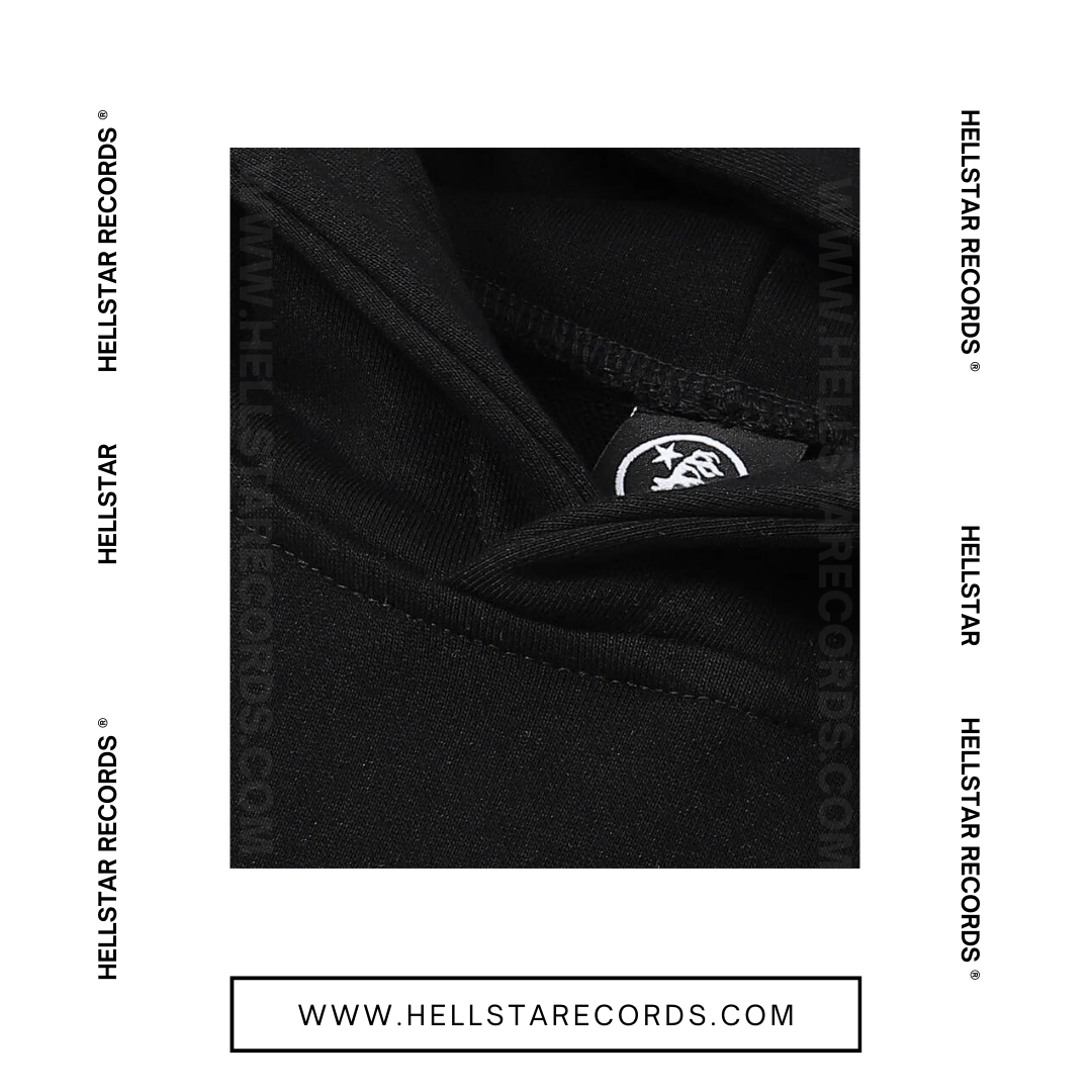 CloseUp of the Hellstar "We Found Our Victory" Capsule 6 Hoodie in Black featuring bold graphics and intricate lettering.