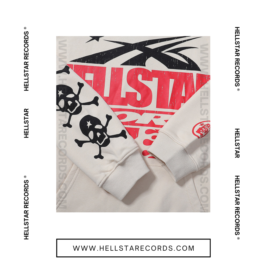 Closeup Hellstar Sports Beat Us! Hoodie by Hellstar Studios Cream