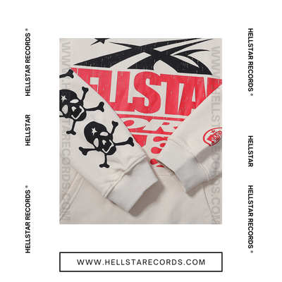 Closeup Hellstar Sports Beat Us! Hoodie by Hellstar Studios Cream