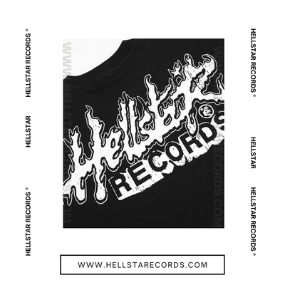 Close view of the Hellstar Heaven Sounds Like Tee in Black featuring bold pink and white graphic design.