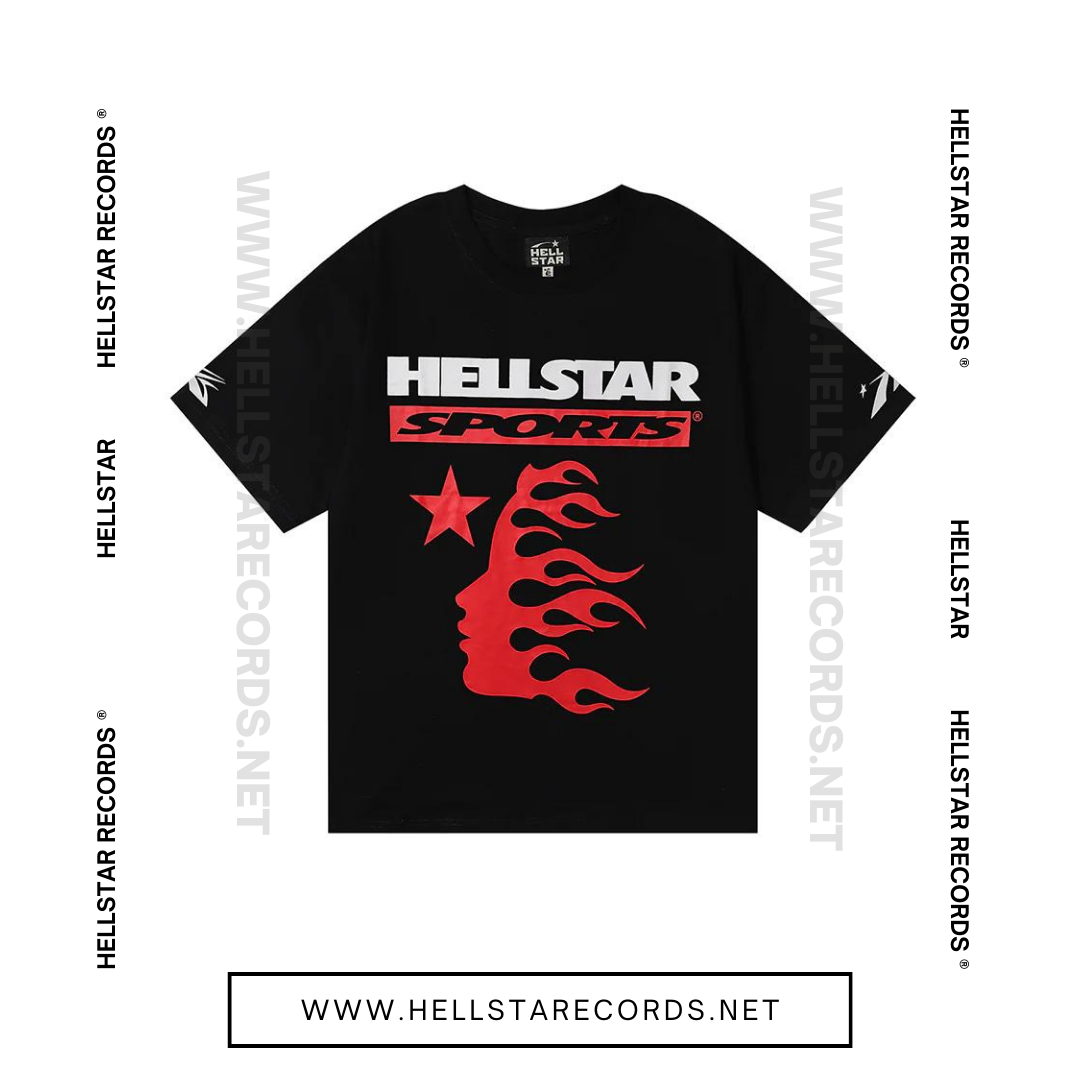 Hellstar Sports Family Tee - Black Front Graphic Flame Design