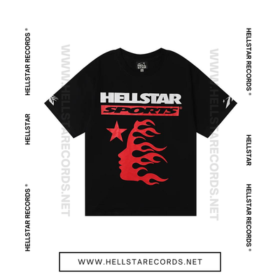 Hellstar Sports Family Tee - Black Front Graphic Flame Design