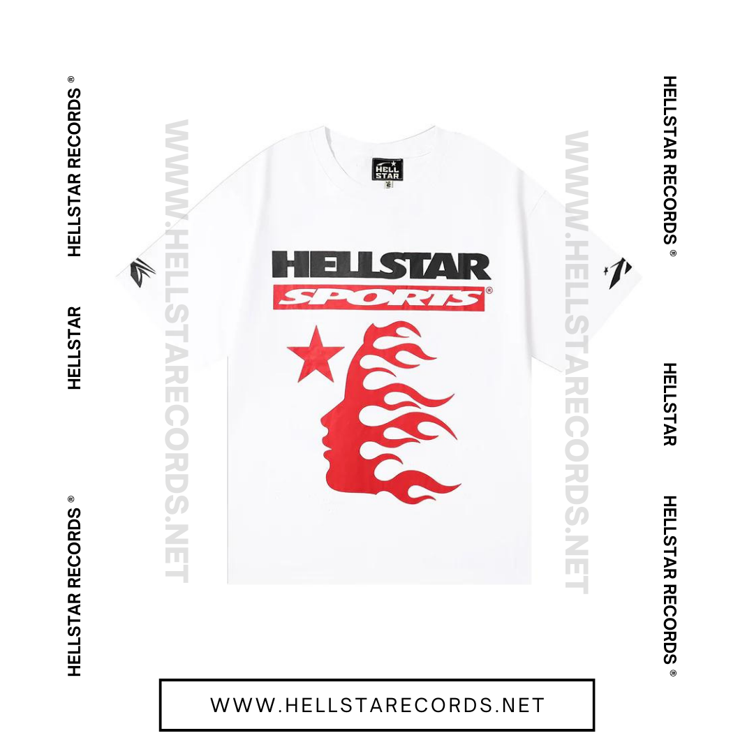 Hellstar Sports Family Tee - White Front Graphic Flame Design
