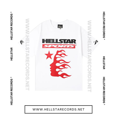 Hellstar Sports Family Tee - White Front Graphic Flame Design
