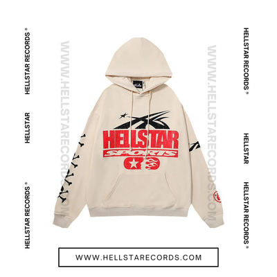 Front view Hellstar Sports Beat Us! Hoodie by Hellstar Studios Cream