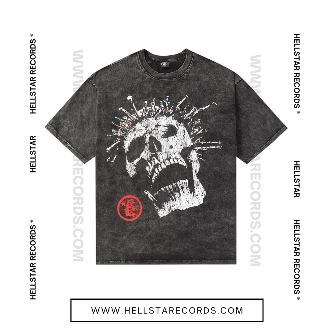 Hellstar Crowned Skull T-shirt in black with red graphics