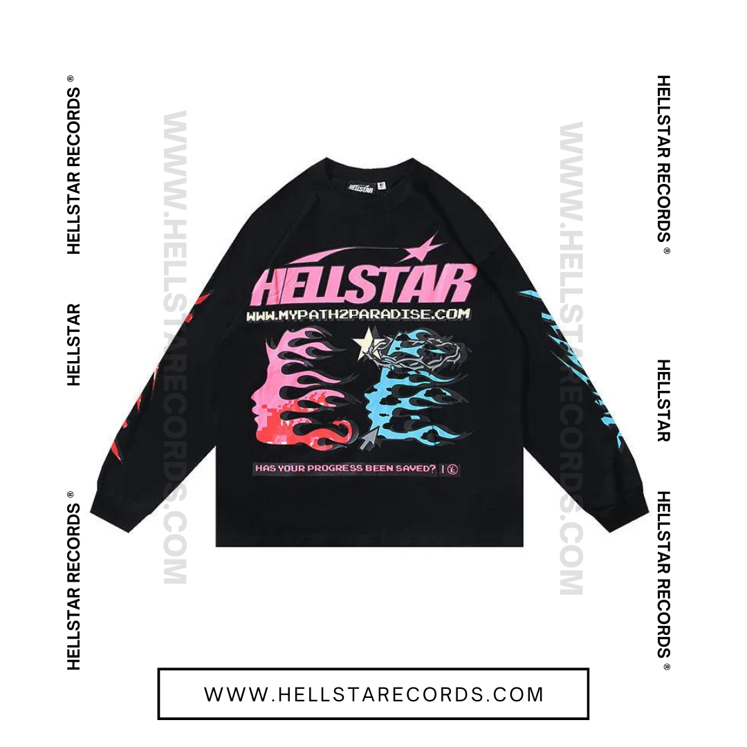 Hellstar P2P Longsleeve T-Shirt in Black by Hellstar Studios (Front)