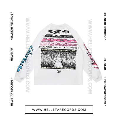 Hellstar P2P Longsleeve T-Shirt in White by Hellstar Studios (Back)