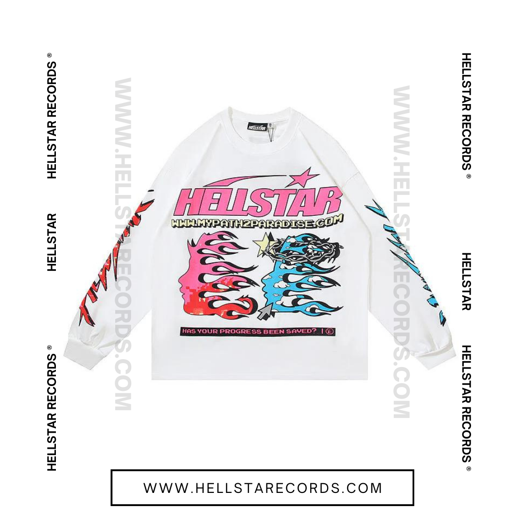 Hellstar P2P Longsleeve T-Shirt in White by Hellstar Studios (Front)