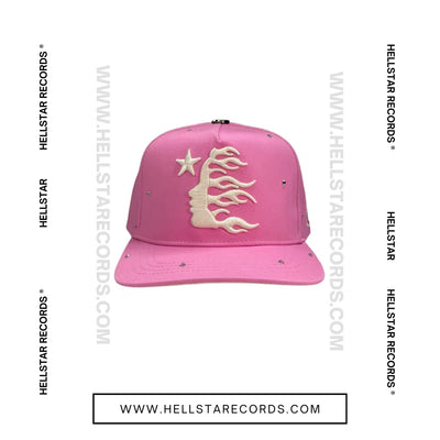 Hellstar Pink Rhinestone Snapback Hat - Front View