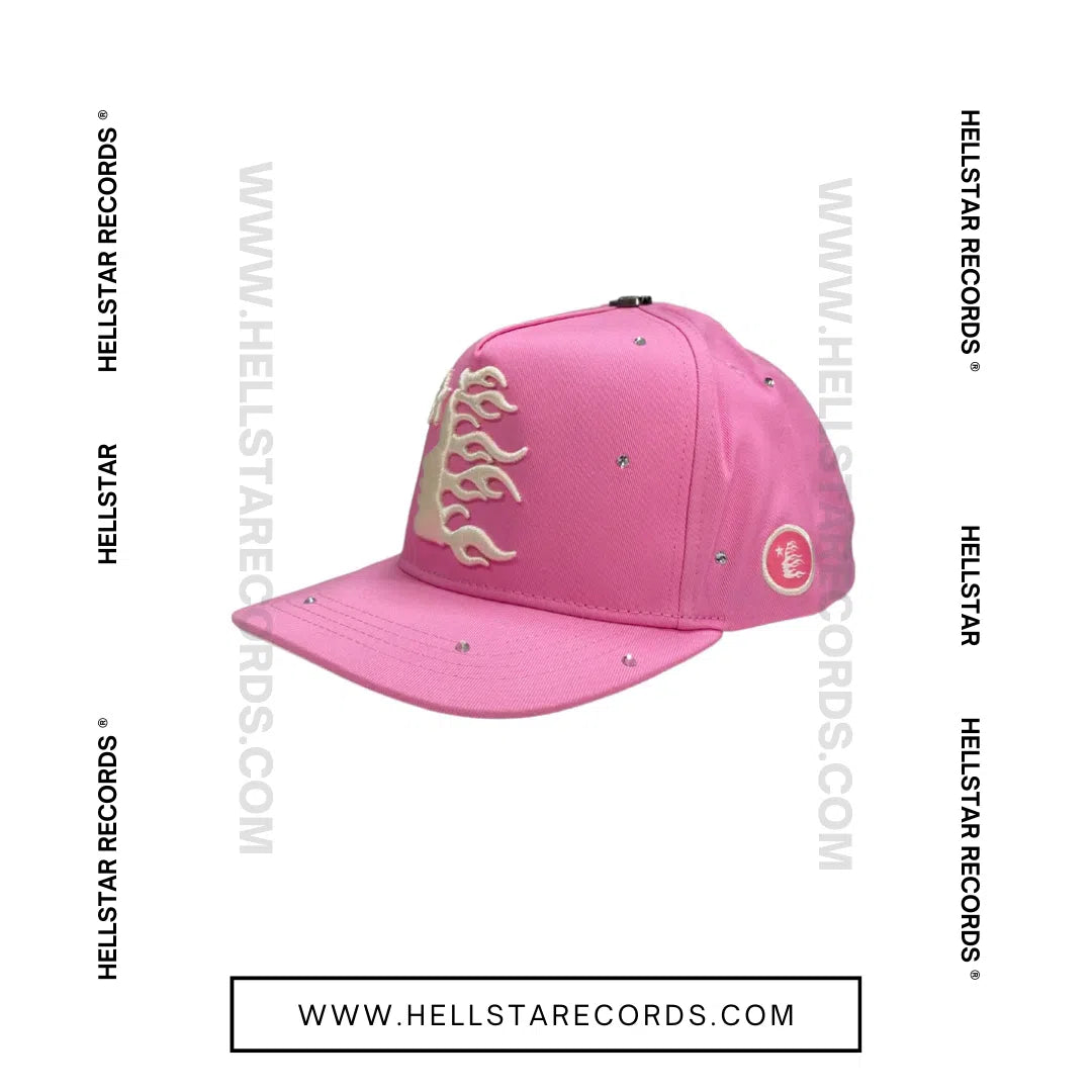 Hellstar Pink Rhinestone Snapback Hat - Side View