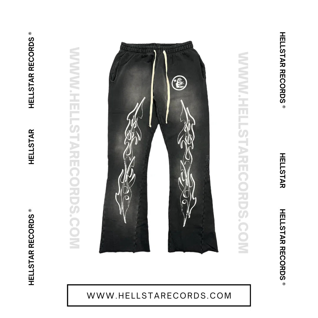 Hellstar Records Flame Flare Sweatpants - Black Streetwear Essential