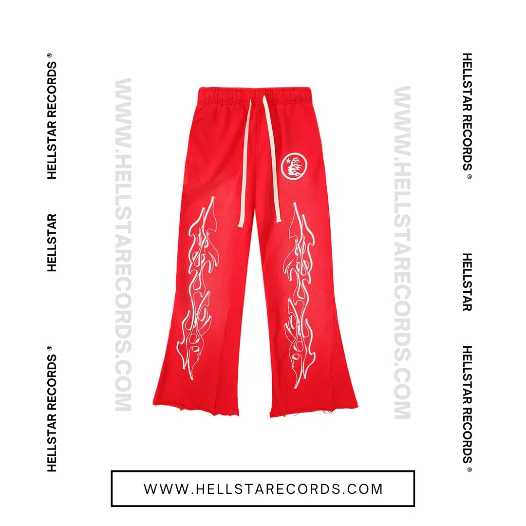 Hellstar Records Flame Flare Sweatpants - Red Streetwear Essential