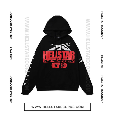 Front view Hellstar Sports Beat Us! Hoodie by Hellstar Studios Black