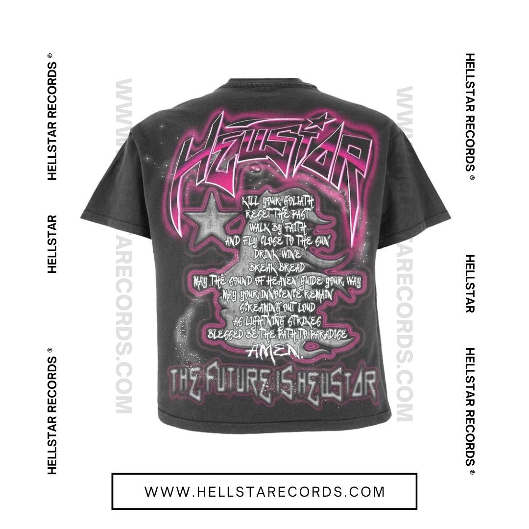 Hellstar 'Futuristic Vision' T-Shirt - Black Graphic Tee with Pink Futuristic Design and Hellstar Logo