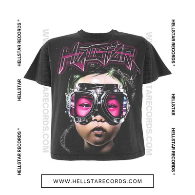 Hellstar 'Futuristic Vision' T-Shirt - Black Graphic Tee with Pink Futuristic Design and Hellstar Logo